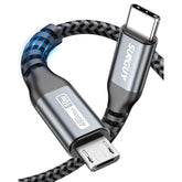 Short Micro Usb To Usb C Cable 1.5Ft, Otg Usb Type C To Micro Usb Cable Nylon