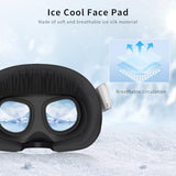 3Pcs Face Cover Pad For Oculus Quest 3S - Widen Facial Interface, Cool Ice Silk Face Pad, Pu Leather Face Cushion,Mesh Cloth Face Foam Pad Replacement,Vr Accessories Set For Meta Quest 3S