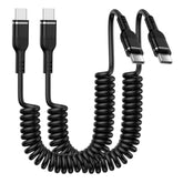 Usb C To Usb C Coiled Cable 6Ft Retractable Auto Type C Fast Car Charging Cord For Samsung Galaxy S25 Ultra S24 Fe A16 A56 A15 A55 A54 A14 S23 Iphone 17/16E/16/16 Pro/16 Pro Max/15 Pro Max Pixel 9 Pro