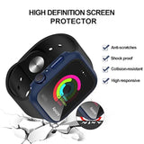 4 Pack Hard Pc Case Compatible With Apple Watch Series 9/8/7 45Mm, Case With Tempered Glass Screen Protector Bubble-Free Cover For Iwatch 9/8/7 Accessories, (Black+Blue+Silver+Clear, 45Mm)