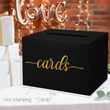 Black Card Box For Party, Gift Cards Box Holder With Gold Foil Design For Wedding Receptions, Bridal & Baby Showers, Graduations, Voting, Donate Money, Retirements, Anniversaries