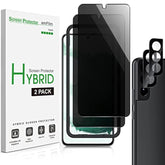 amFilm Privacy Screen Protector Samsung Galaxy S22 5g 6.1 inch with 2 Pack Camera Lens Protector, Anti Spy, Fingerprint ID Compatible, Easy to Installation, Hybird, 2+2 Pack