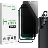 amFilm Privacy Screen Protector Samsung Galaxy S22 5g 6.1 inch with 2 Pack Camera Lens Protector, Anti Spy, Fingerprint ID Compatible, Easy to Installation, Hybird, 2+2 Pack