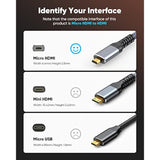 4K Micro Hdmi To Hdmi Cable 10Ft, Micro Male To Hdmi Male Cable Nylon Braided