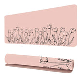 Tulip Flower Mouse Pads,Extended Gaming Mousepad Desk Mat Pink Mouse Pad For Wireless Mouse Keyboard Mat With Stitched Edges 31.5 X 15.75 In?Pink Tulip Flower?