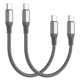 Short Usb C To Usb C 60W Cable(2 Pack 0.5Ft), Type C Fast Charging Nylon Braided Cord Compatible With Iphone 16/15 Pro/15 Pro Max Android Samsung Galaxy S24/S23/S22/ Ultra,Air 2020, Ipad Pro,Google