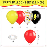 Red Black Yellow Balloons,12Inch Balloons Lightning Printed Party Balloons Confetti Black Yellow Decoration For Boy Girls Cartoons Themed Party Birthdays Baby Showers Holiday Party