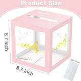 Clear Card Box For Party, 8.7" Gold Foil Gift Cards Receiving Box Holder For Wedding, Bridal Shower, Graduation, Birthday, Retirement, Baby Shower, Anniversaries Party Decorations (Pink)
