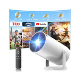 Mini Projector With Wifi And Bluetooth, Portable Projector Built-In Apps Support 4K 1080P Auto Keystone 220° Rotatable Small Projectors Compatible With Hdmi/Tv Stick/Iphone/Laptop For Bedroom Wall