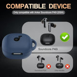 For Anker Soundcore P40I Case Cover, Soft Silicone Case For Soundcore P40I, Shockproof Protective Skin Cover For Anker P40I With Carabiner, Front Led&Logo Visible (Blue)