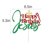 Glitter Happy Birthday Jesus Cake Topper - Jesus Birthday, Good Friday/Kids Adults Birthday Party Cake Decoration, Christmas Holidays Winter Party Supplies