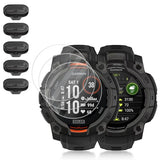 (3+5) Compatible for Garmin Instinct 3 Solar 45mm/AMOLED 45mm, 3 Pack Watch Screen Protector + 5 Pack Black Dust Plug, Tempered Glass Anti-Scratch