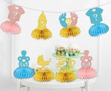 8Pcs Gender Reveal Party Decorations Boy or Girl Honeycomb Centerpieces Table Decorations for Baby Shower Pregnancy Announcements Party Decor Sign Gold Glitter