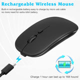 2.4Ghz & Bluetooth Wireless Mouse, Rechargeable For Laptop/Pc/Mac/Ipad Pro/Tablet/Android - Onyx Black