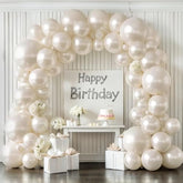 Pearl Sand White Balloons Arch Kit,Double Stuffed White Ivory Beige Cream Balloon Different Sizes 18/12/10/5 Inch Off White Balloon For Wedding Engagement Birthday Bachelorette Decorations