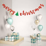 Red Glitter Merry Christmas Banner Holiday Party Decoration