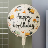 18" Round Foil Happy Birthday Balloon Construction Vehicles for Boys Party