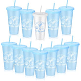 12 Pcs Last Toast On The Coasts Bachelorette Party Plastic Cups 24 Oz Party Tumbler With Lids And Straws Camp Bachelorette Cups For Bride Bridesmaid Gifts (Classic)
