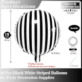 10 Pack 18 Inch Black White Striped Foil Balloons Halloween Party Decorations