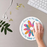 Boho Inspirational Motivational Mental Health Mouse Pad, Focus On The Good Mat With Non-Slip Rubber Base For Home Office Desk Accessories, Gifts For Women Men Teather, 7.9X7.9 Inch