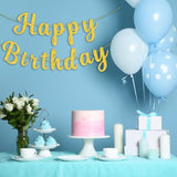 Pre-Strung Gold Glitter Happy Birthday Banner Garland Party Wall Decor