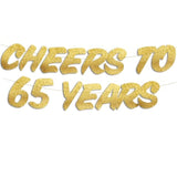 Cheers To 65 Years Gold Glitter Banner - 65Th Birthday And Anniversary Party Decorations