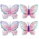 Butterfly Balloons - 4 Pcs 40 Inch Pink Purple & Blue Mylar Foil Balloons For Girls Women'S Butterfly Theme Party Wedding Birthday Baby Shower Decoration (Purple/Blue-4Pcs)
