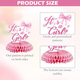 9Pcs Boot or Bow Centerpiece Gender Reveal Honeycomb Decoration, Boots Centerpieces Decoration Supplies for Tables, Personalized Western Cowboy Decor Supplies for Party Events