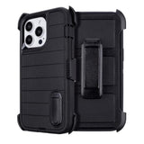 Heavy Duty Kickstand Phone Case for iPhone 14 Pro Max Black Belt Clip