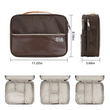 Electronics Accessories Organizer Bag, Waterproof Double Layertravel Cable Organizer Case For Cords, Charger, Power Bank,Hard Drive, Mouse -Shockproof Tech Storage Pouch (Classic-Two Layers-Brown)