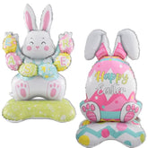 Easter Balloons For Easter Party Decorations - 59 Inch Large Standing Bunny Balloons And Bunny Egg Foil Balloon For Easters Decorations - Home Spring Themed Party Decor