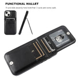 Compatible With Iphone 15 Case Wallet With Credit Card Holder, Flip Premium Leather Magnetic Clasp Kickstand Heavy Duty Protective Cover For Iphone 15 6.1 Inch (Black)