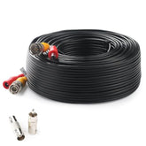 100Ft 30M Bnc Cable Security Camera Wire Cord With Bnc Connectors And Rca Adapters Video Power Cable For Cctv Camera Surveillance Kit And Security Camera System,Black