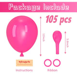 105Pcs Hot Pink Balloons 12Inch Dark Pink Balloons For Birthday Gradua