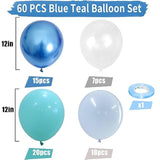 60 Pcs Teal & Turquoise Blue Balloons, Metallic & Pastel for Ocean & Mermaid Theme Party