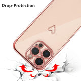 Designed For Iphone 16 Pro Case 6.3 Inch,Cute Plating Edge Love Hearts Pattern With Camera Lens Protection Phone Cover For Girls Women,Pink