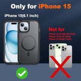 Magnetic For Iphone 15 Case With 2 Glass Screen Protectors, Compatible With Magsafe, Military-Grade Protection, Hard Protective Cover Shockproof Phone Case For Iphone 15, 6.1 Inch, Black