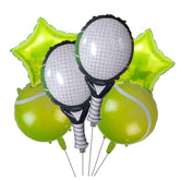 6Pcs Tennis Ball Foil Balloons Green Star Balloons Tennis Party Balloons For Sports Tennis Themed Party Decorations Supplies
