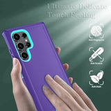 Compatible With Samsung Galaxy S24 Ultra Case With Hd Screen Protector, Heavy Duty Shockproof & Dropproof 3-Layer Cover Phone Case For Galaxy S24 Ultra 6.8'',Purpleskyblue