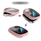 8-Packs Case Cover Compatible With Fitbit Versa 3/Sense Fitness Tracker,Hard Pc Plated Bumper&Tempered Glass Screen Protector Cases Anti-Scratch Protective Shell Smartwatch Accessory