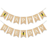 Happy Bee Day Burlap Banner Bumblebee Themed Baby Shower Birthday Party Decorations Rustic Gifts For Boys Girls