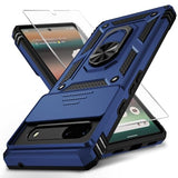 For Google Pixel 7 Case With Camera Lens Cover, Hd Screen Protector, 10 Ft Military Grade Drop Protection, Magnetic Ring Holder Kickstand Protective Phone Case For Google Pixel 7, Navy Blue