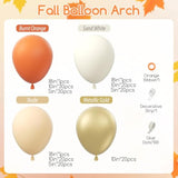 166pcs Fall Balloon Arch Kit with Orange White Gold Nude Balloons for Thanksgiving Party