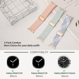 3 Pack Magnetic Braided Band for Galaxy Watch 8 40mm 44mm, Galaxy Watch8 Classic 46mm, One Click No Gap Elastic Stretchy Nylon Fabric Sport