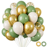 120Pcs Sage Green Balloons Kit, Sage Green Gold Sand White Party Balloons With Confetti Balloons For Birthday, Wedding, Baby Shower, Graduation Party Decorations