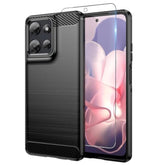 For Moto G Power 2025 Case: With Screen Protector Shockabsorption Flexible Tpu Rubber Protective Cover For Moto G Power 5G 2025 Phone Case(Black)