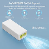 2 Port Poe Extender 100Mbps, Ieee 802.3 Af/At Repeater, 1 In 2 Out, Plug And Play, Wall Mount Passthrough Switch For Security Systems Ip Camera