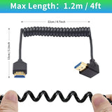 90 Degree Hdmi 2.1 Male To Male Coiled Cable 8K, Extreme Thin Down Angled Hdmi