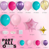 Pink & Purple Balloon Arch Kit – Hot Pink, Teal, Blue Balloons with Confetti and Foils for Girls' Parties