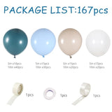 Dusty Blue Balloon Garland Kit - 167Pcs Blue Balloon Arch Kit With Dusty Blue, Baby Blue, Sand White, White Balloons - Perfect For Baby Shower Wedding Boy Birthday Decoration